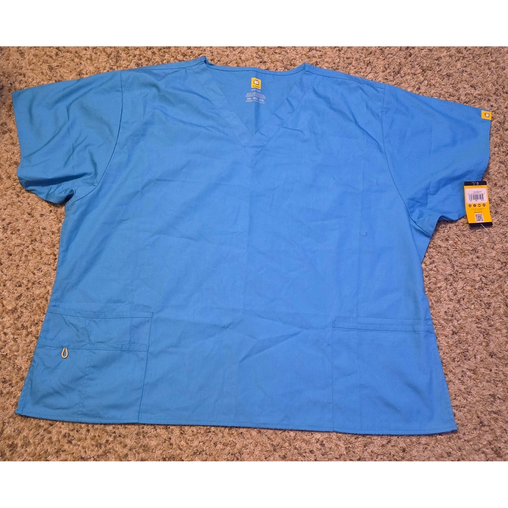 NWT WonderWink Origins True Plus Fit V-Neck Scrub Top‎ Women's Size 5XL Blue